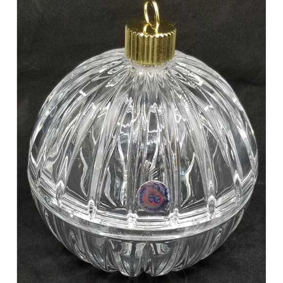 St George Holiday Magic DePlomo 24% Lead Crystal Candy Dish Bowl Tree Ornament - Picture 3 of 12